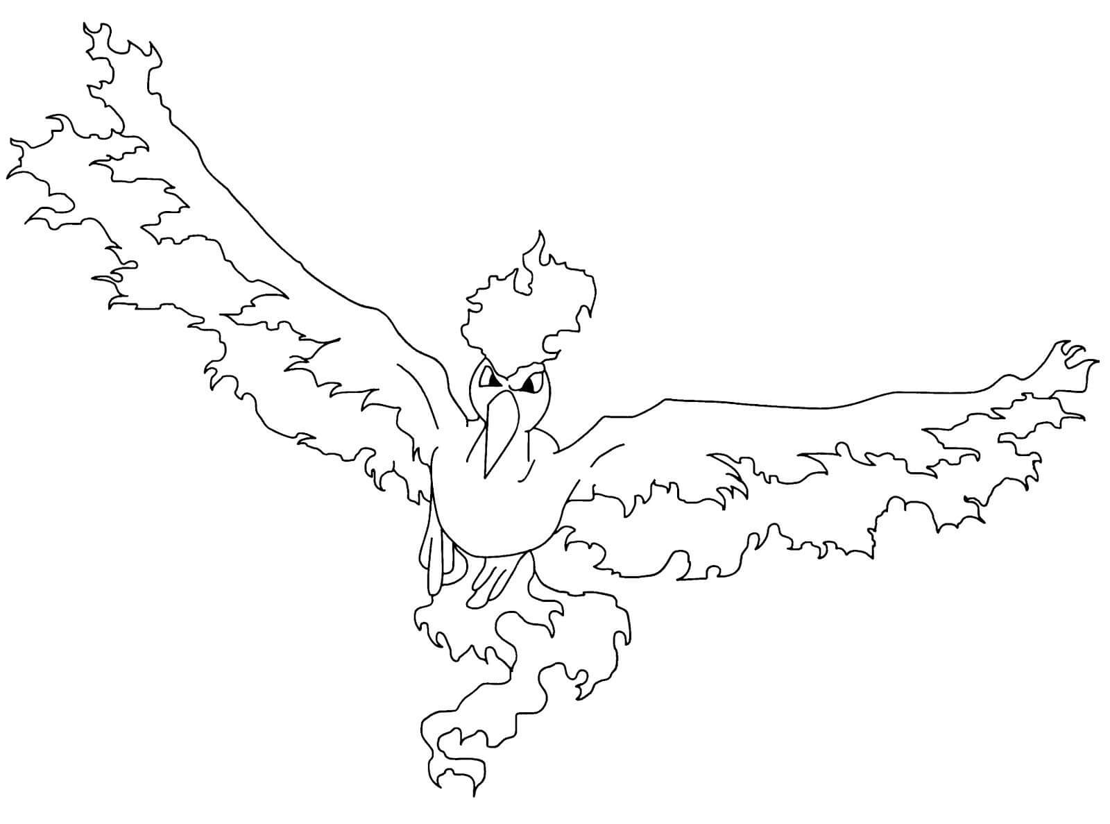 Dibujo de Moltres en Pokémon Legendarios para Colorear