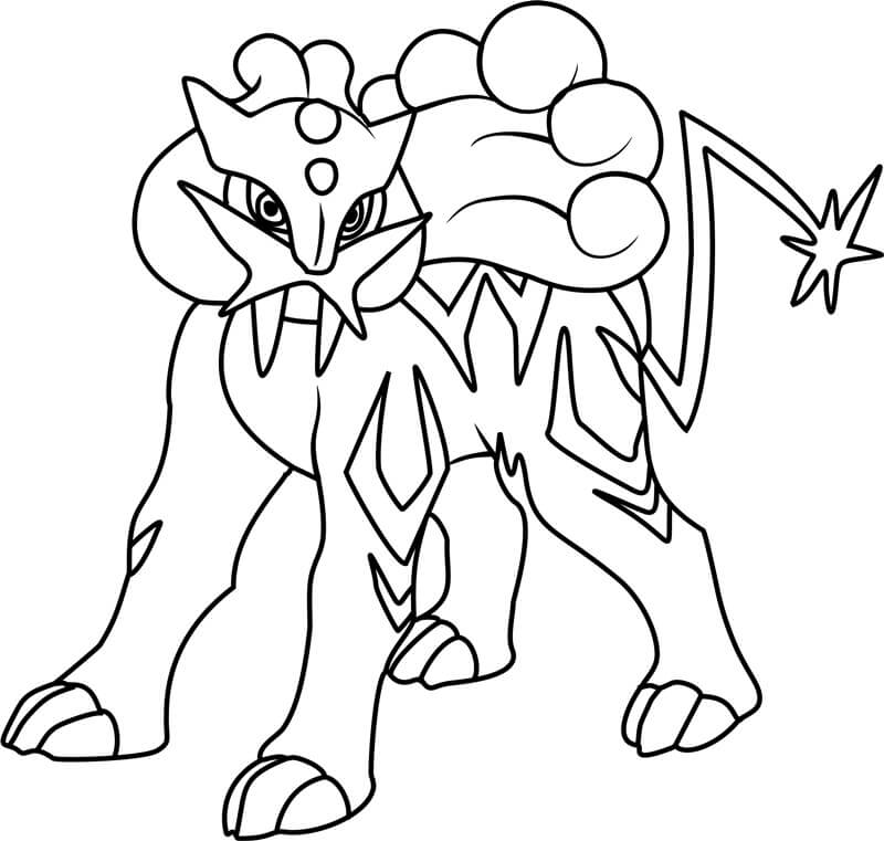 Dibujo de Raikou en Pokémon Legendarios para Colorear