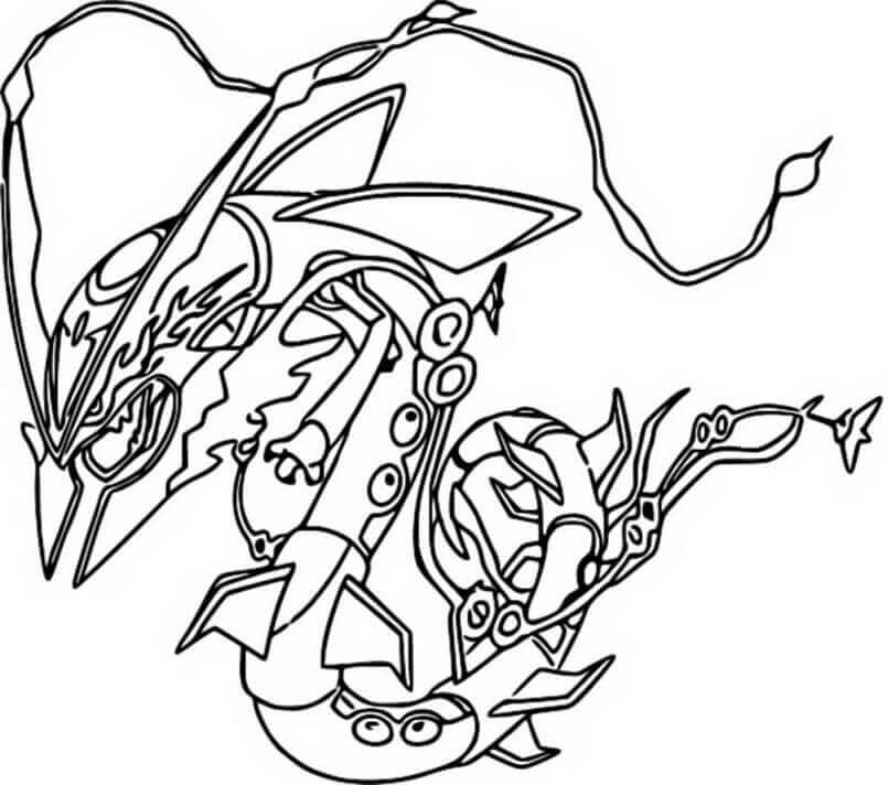 Dibujo de Rayquaza en Pokémon Legendarios para Colorear
