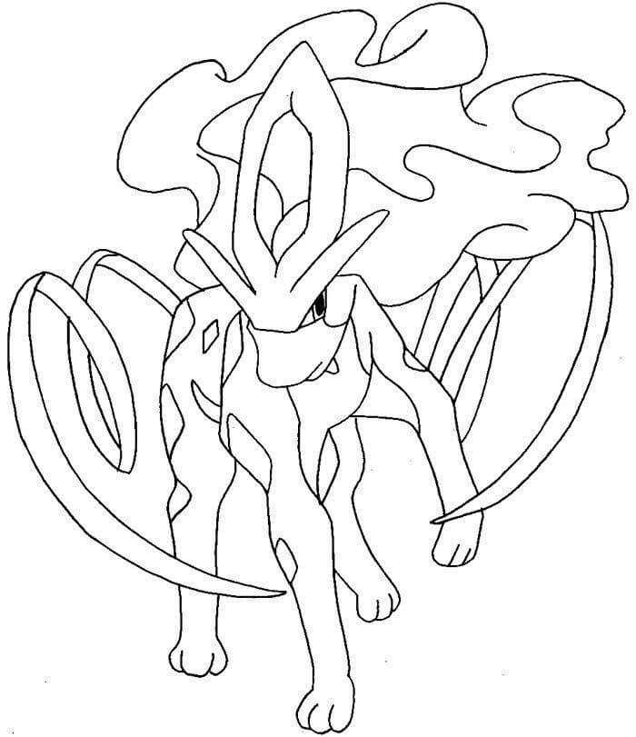Dibujo de Suicune en Pokémon Legendarios para Colorear