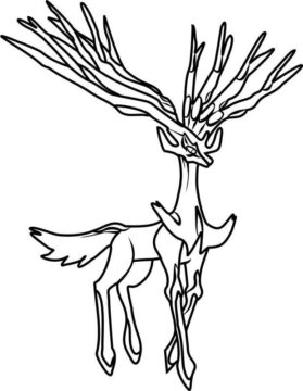 Dibujo de Xerneas en Pokémon Legendarios para Colorear
