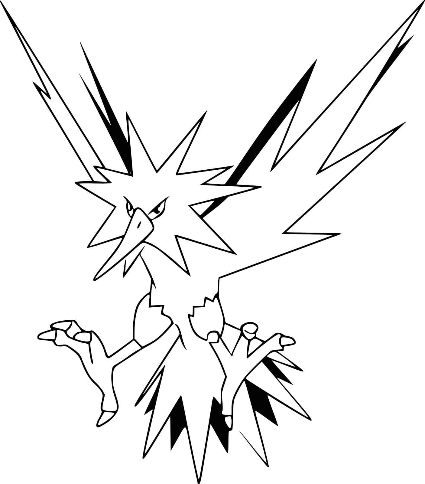 Dibujo de Zapdos en Pokémon Legendarios para Colorear