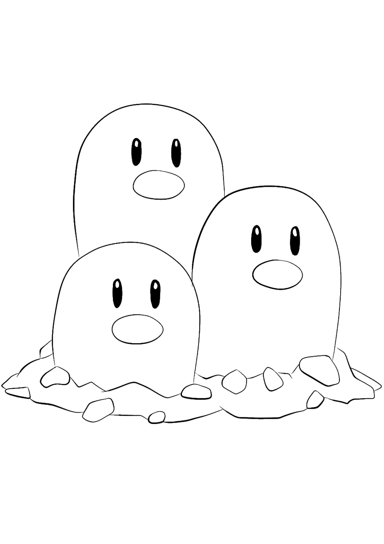 Dibujo de Dugtrio en Pokémon para Colorear