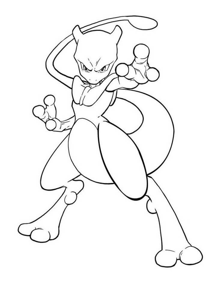 Dibujo de Mewtwo en Pokémon para Colorear