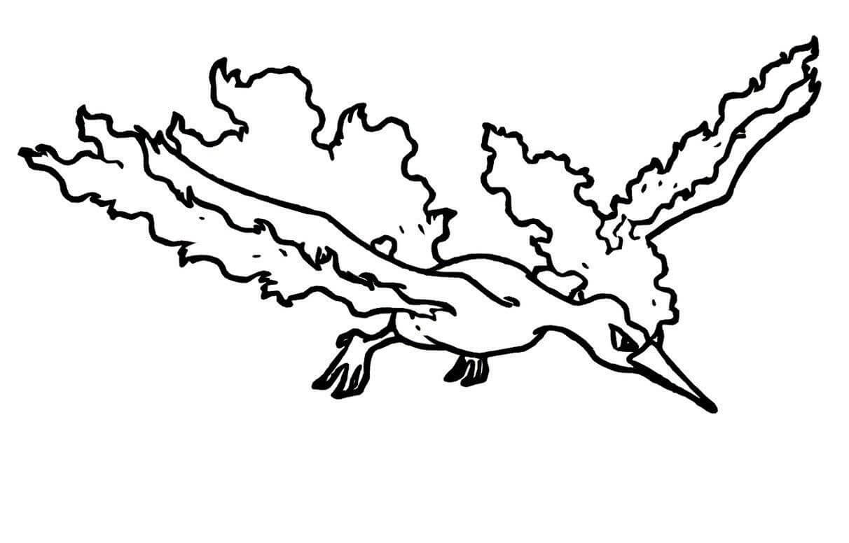 Dibujo de Moltres en Pokémon 1 para Colorear