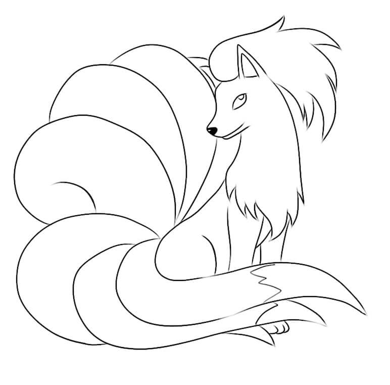 Dibujo de Ninetales en Pokémon para Colorear