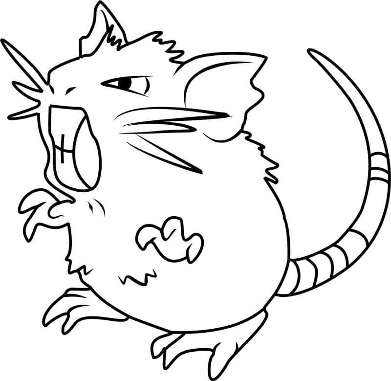 Dibujo de Raticate en Pokémon para Colorear