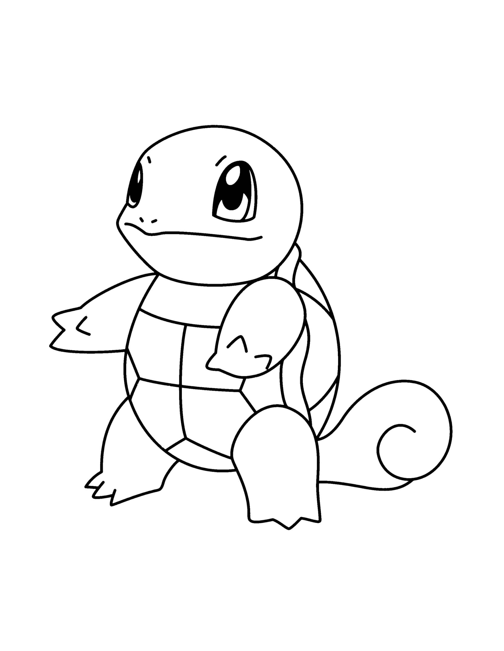Dibujo de Squirtle Sonriente en Pokémon para Colorear