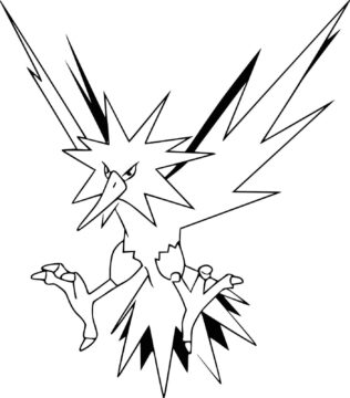 Dibujo de Zapdos en Pokémon para Colorear