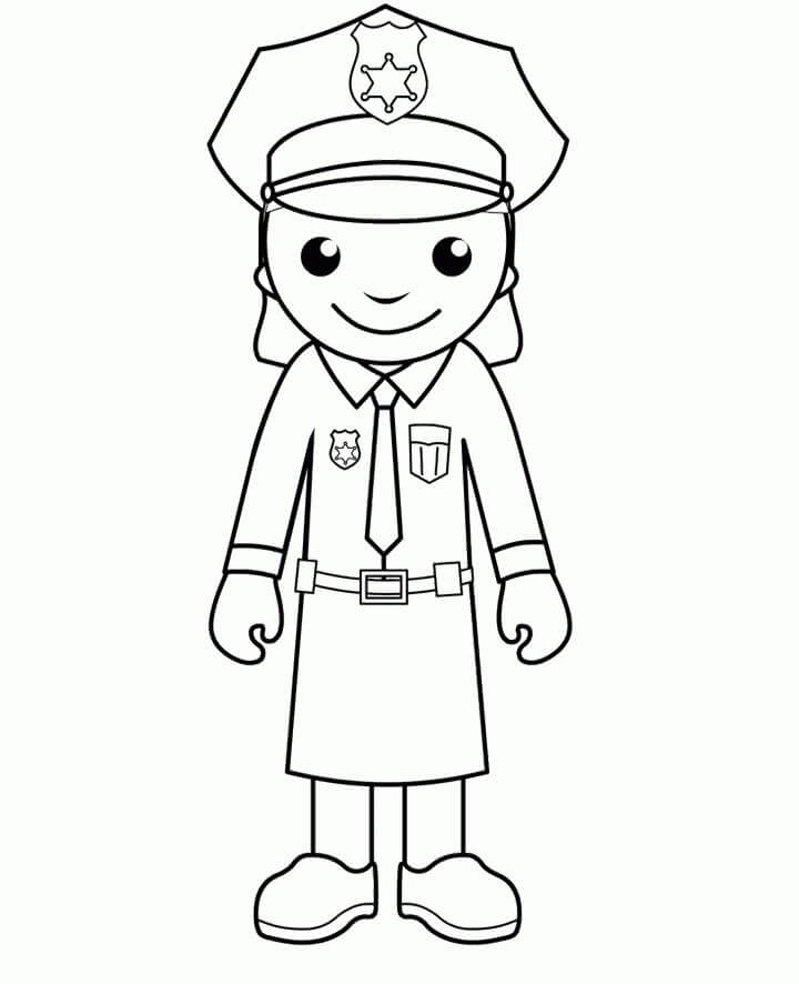 Dibujo de Smiling Girl Police para Colorear