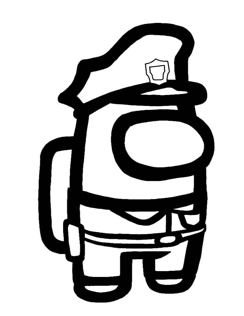 Dibujo de Among Us policía de la Piel para Colorear