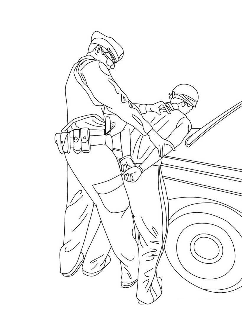 Dibujo de Criminales Esposados policía para Colorear
