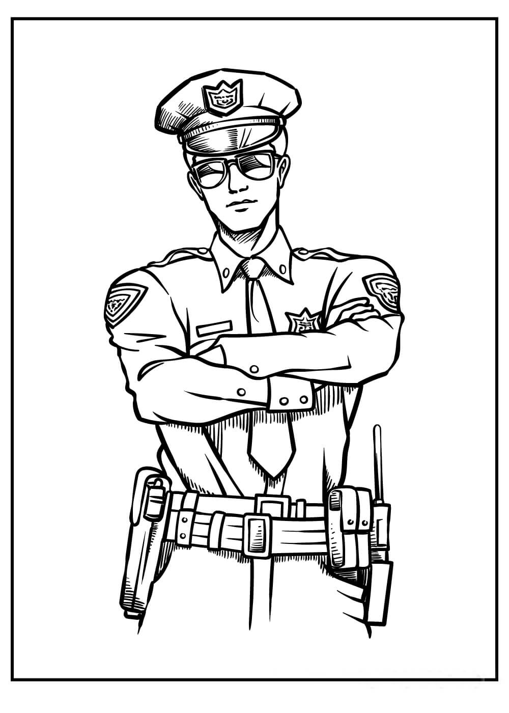 Dibujo de Genial policía para Colorear