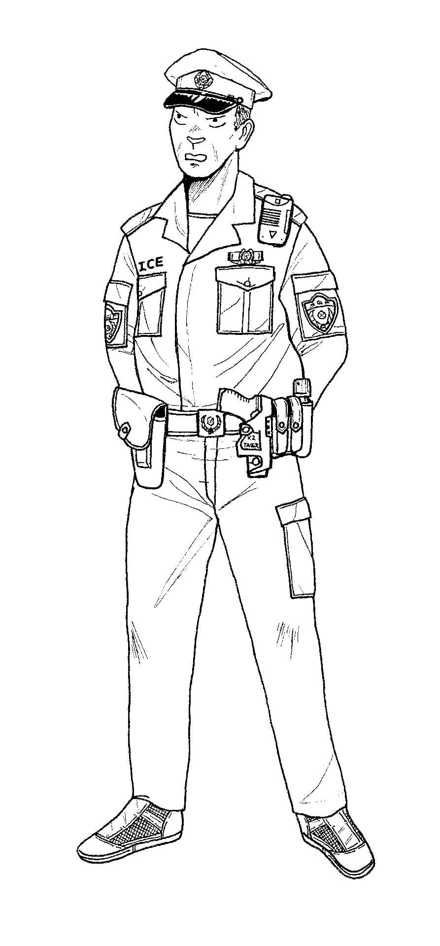 Dibujo de Impresionante policía para Colorear