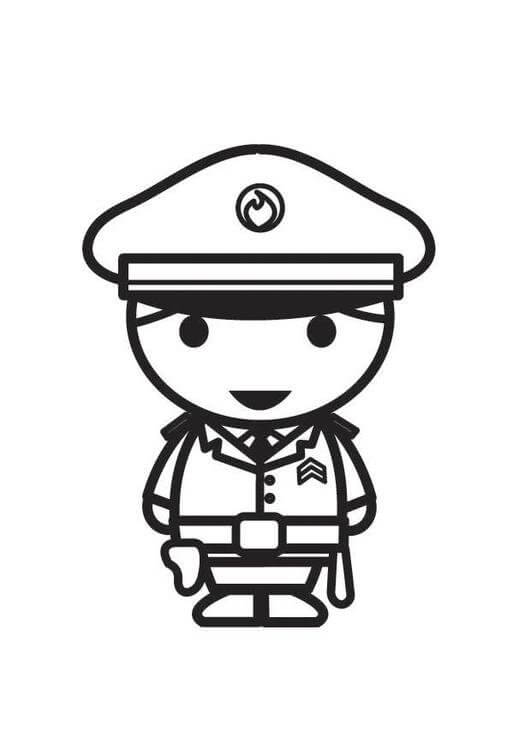 Dibujo de Policía Chibi para Colorear