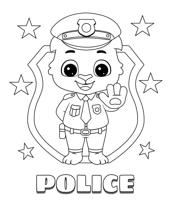 Dibujo de Policía de Dibujos Animados para Colorear