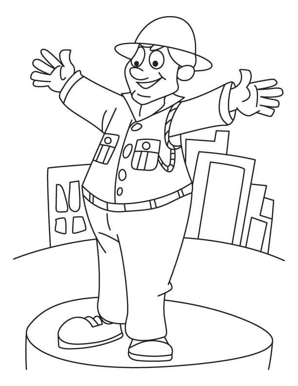 Dibujo de Policía de Transito Feliz para Colorear