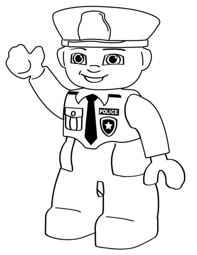 Dibujo de Policía Divertida de Lego para Colorear