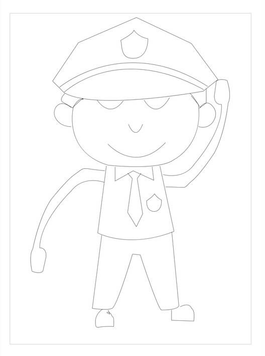 Dibujo de Policía Gracioso para Colorear