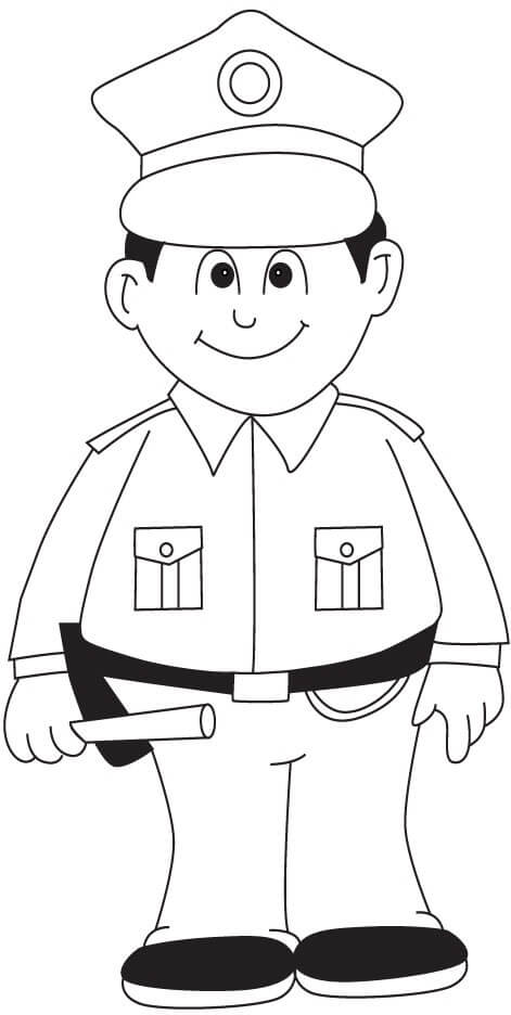 Dibujo de Policía Sonriente básico para Colorear