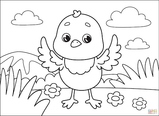 Dibujo de Hermosa Pollito para Colorear