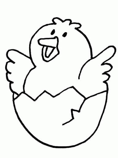 Dibujo de Pollito en Huevo Feliz para Colorear