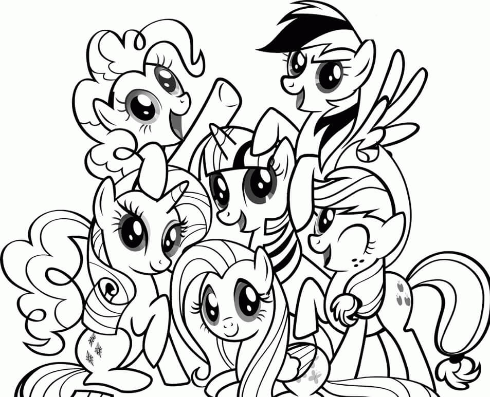 Dibujo de Pony y Amiga para Colorear