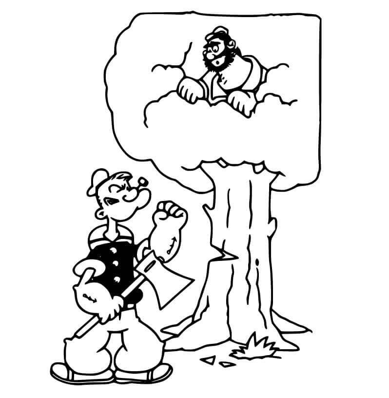 Dibujo de Bluto y Popeye para Colorear