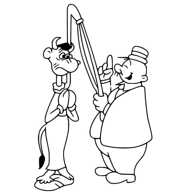 Dibujo de J Wellington Wimpy y Vaca para Colorear