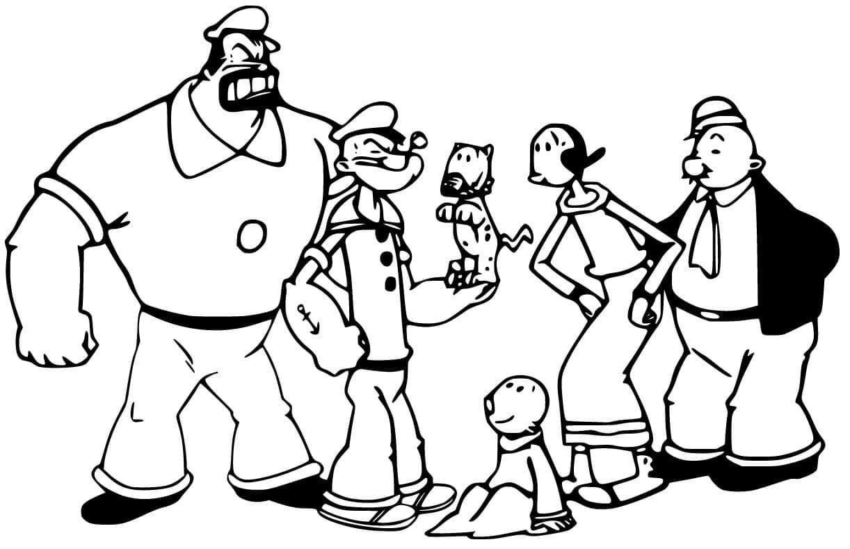Dibujo de Personajes de Popeye para Colorear