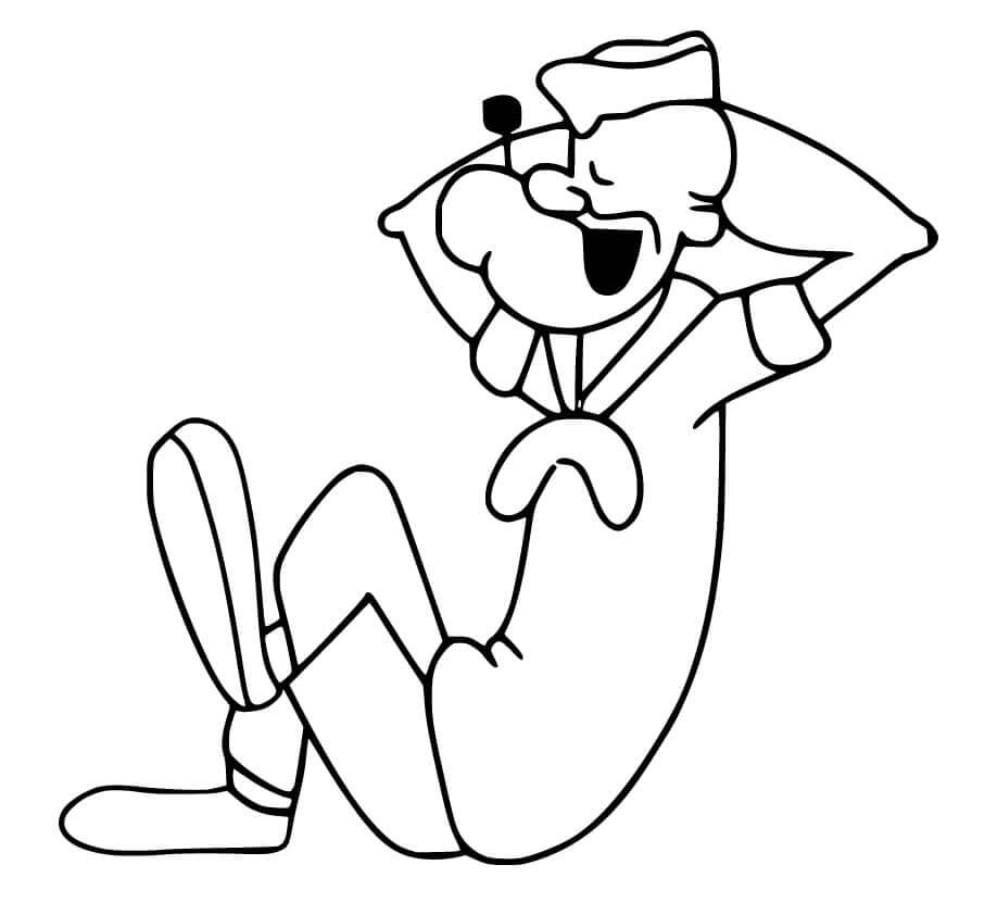 Dibujo de Popeye Durmiendo para Colorear