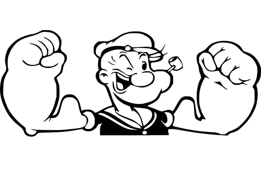 Dibujo de Popeye Fuerte para Colorear