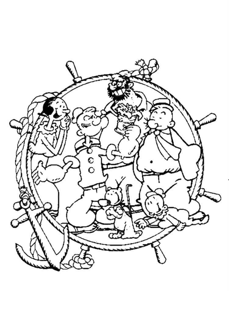 Dibujo de Popeye Imprimible para Colorear