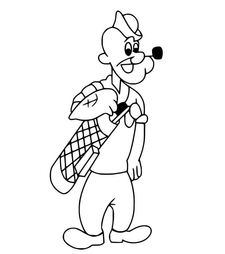 Dibujo de Popeye Jugando al Golf para Colorear