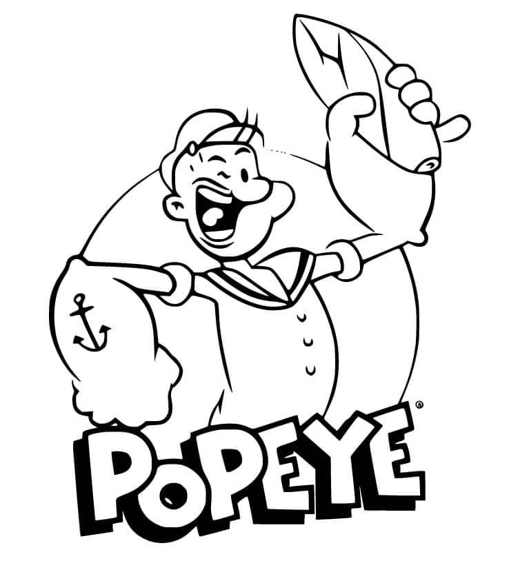 Dibujo de Popeye Riendo para Colorear