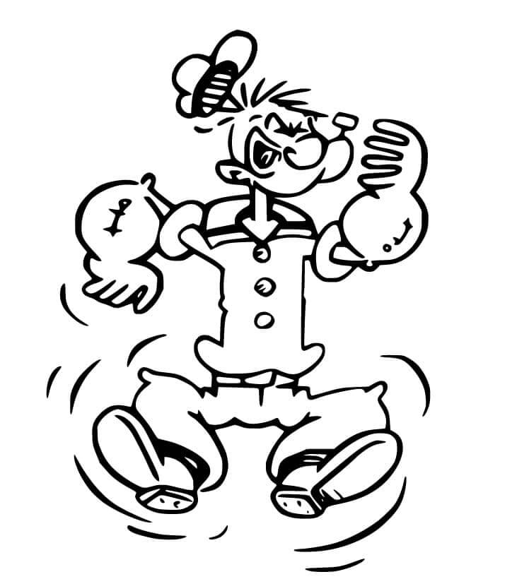 Dibujo de Popeye Saltando para Colorear
