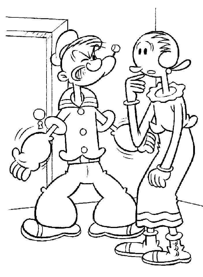 Dibujo de Popeye con Aceite de Oliva para Colorear