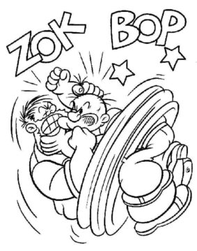 Dibujo de Popeye y Bluto Peleando para Colorear