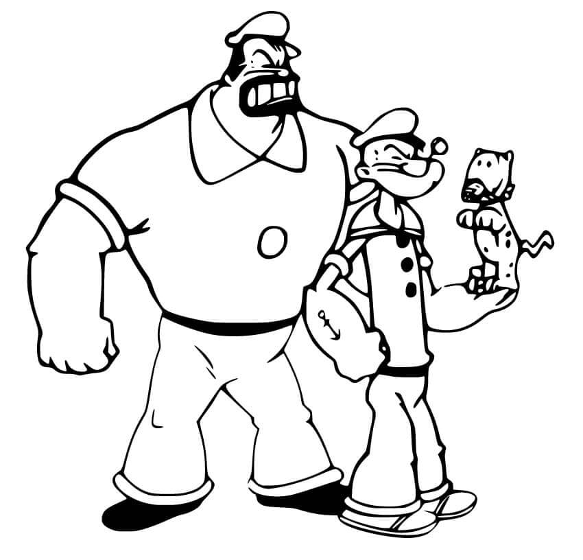Dibujo de Popeye y Bluto para Colorear