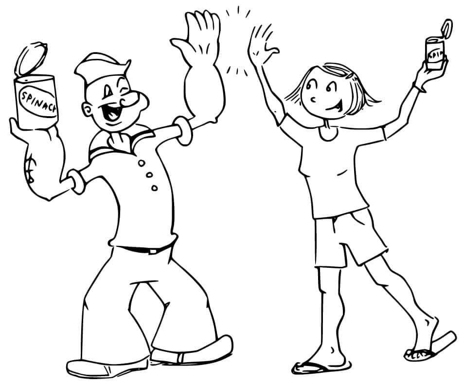 Dibujo de Popeye y Olive Oyl para Colorear