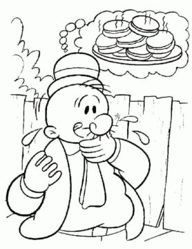 Dibujo de Wimpy Tiene Hambre para Colorear