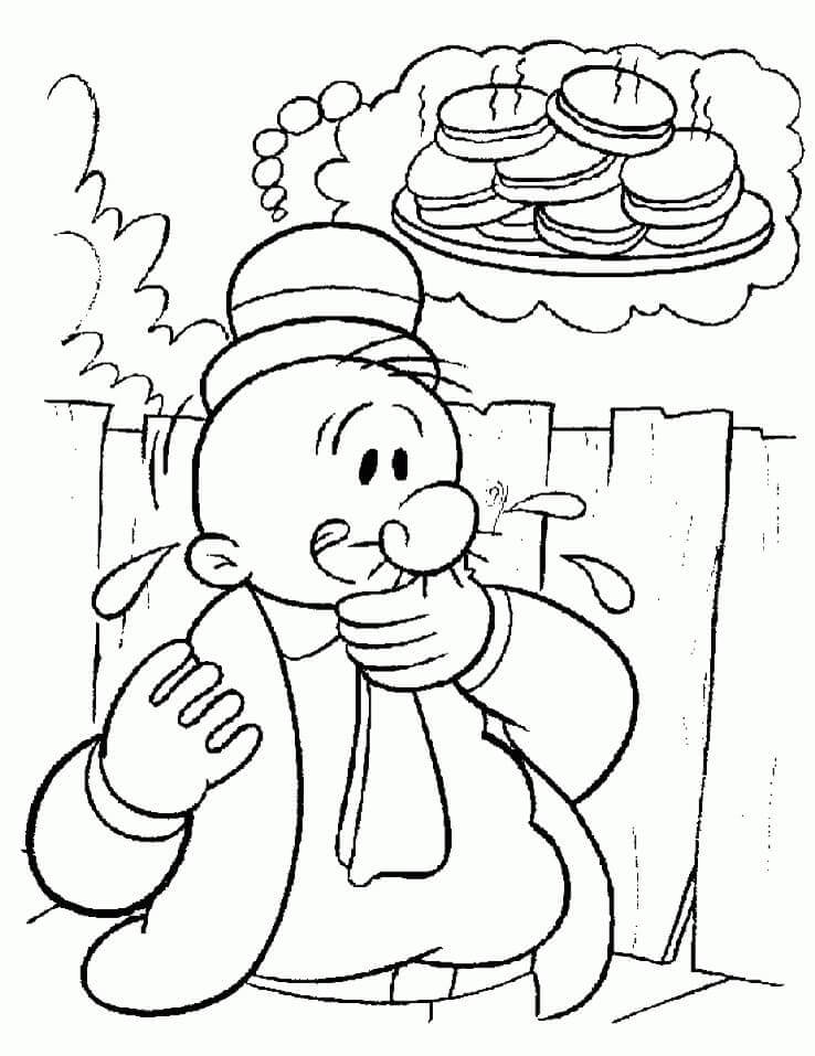 Dibujo de Wimpy Tiene Hambre para Colorear