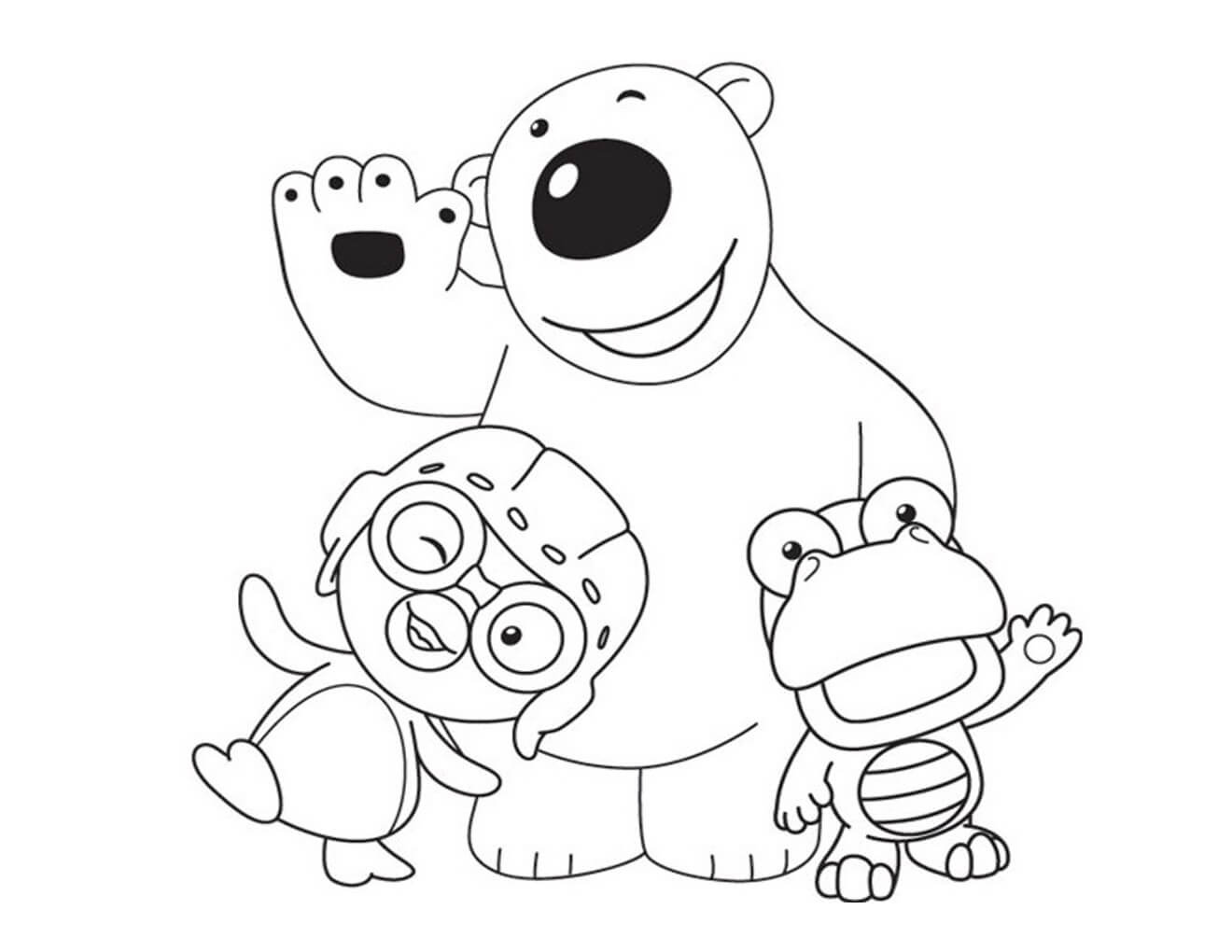 Dibujo de Felices Pororo y Amigos para Colorear
