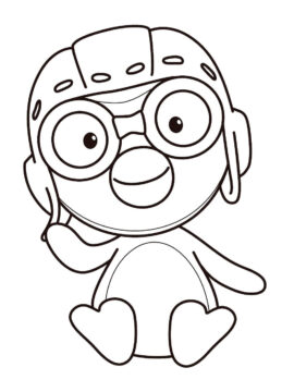 Dibujo de Pororo Sonriente Sentado para Colorear