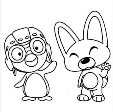 Dibujo de Pororo y Eddy para Colorear