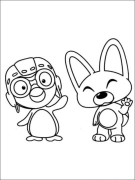 Dibujo de Sonriendo Pororo y Eddy para Colorear