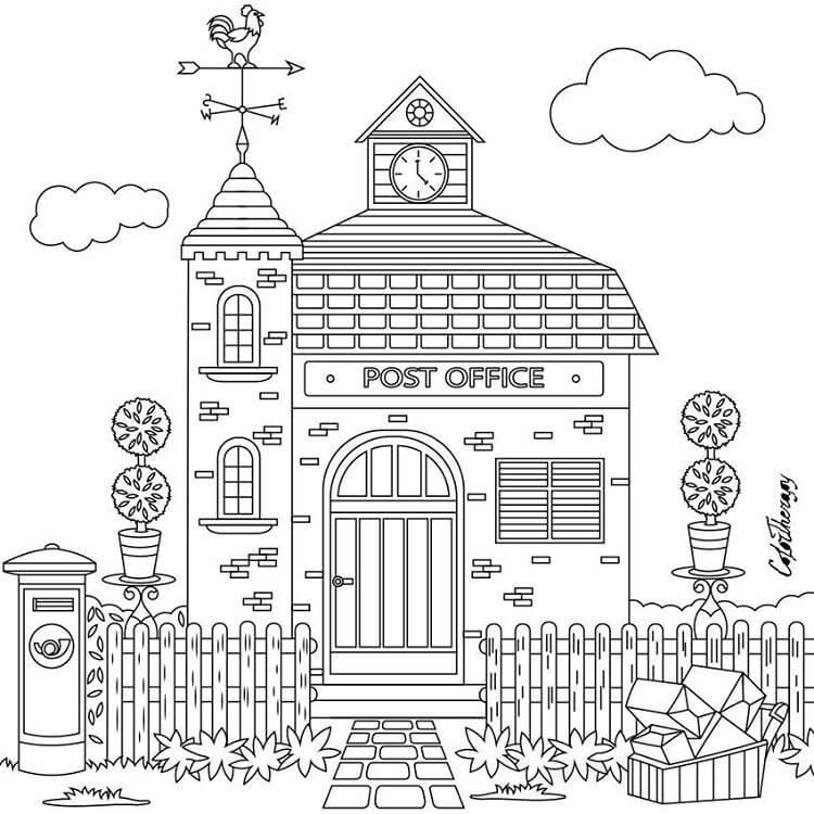 Dibujo de Belleza de la Oficina de Correos para Colorear