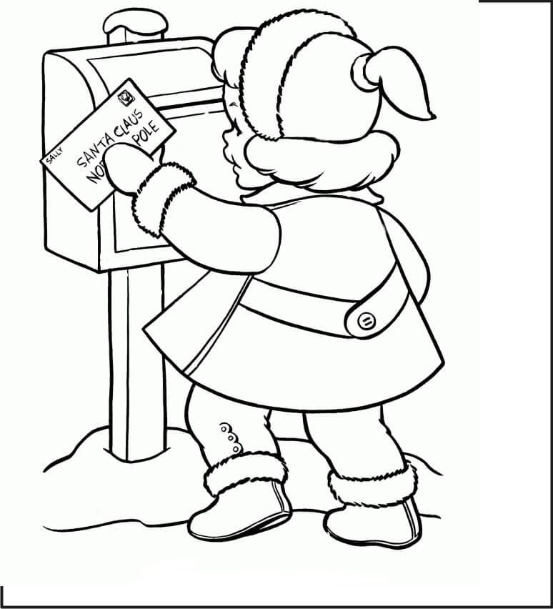 Dibujo de Enviar una Carta a Santa Claus para Colorear