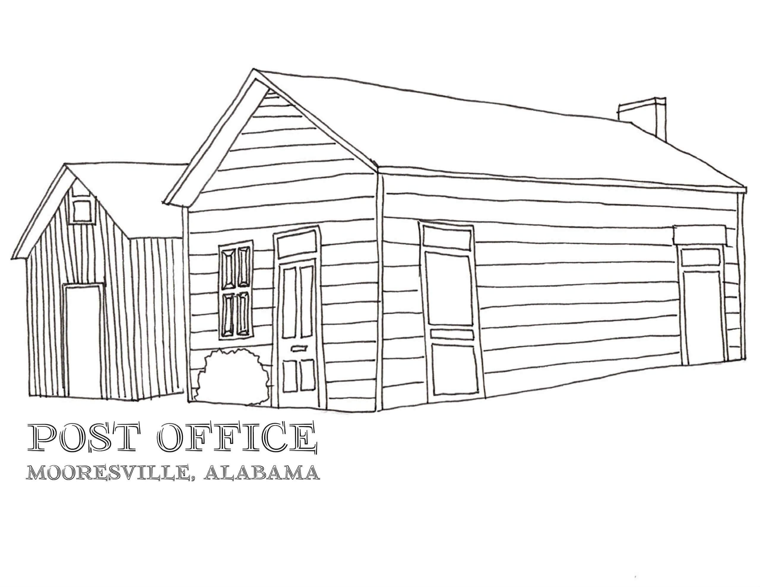 Dibujo de Oficina de Correos en Alabama para Colorear