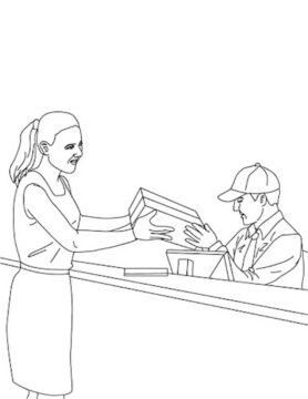 Dibujo de Trabajar en la Oficina de Correos para Colorear